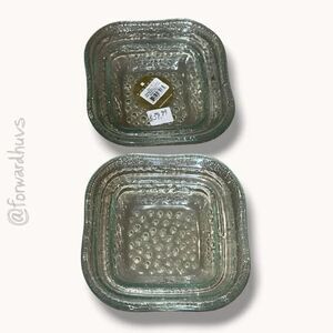 Pomeroy Clear Textured Glass Dish Square Trinket Jewelry Catchall NOS